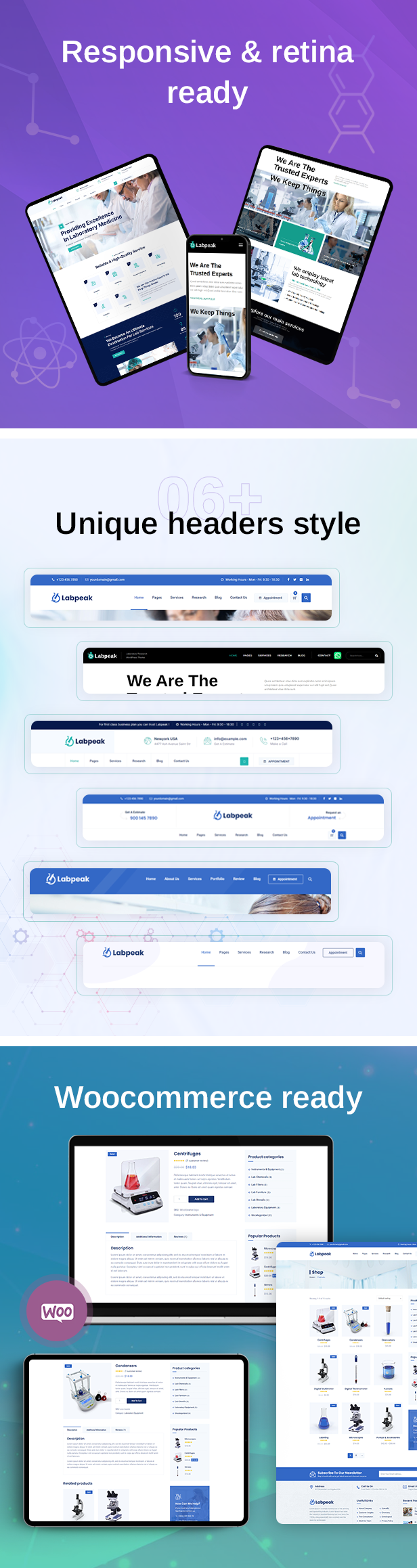 Labpeak | Laboratory & Science Research WordPress Theme + RTL with Appointments Booking